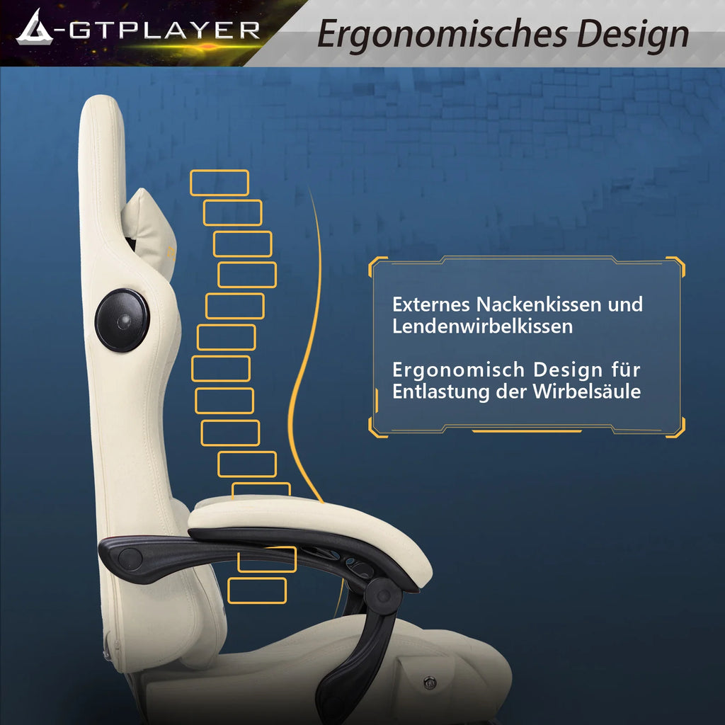 GTPLAYER Gaming Chair with Footrest & Built-In Speakers