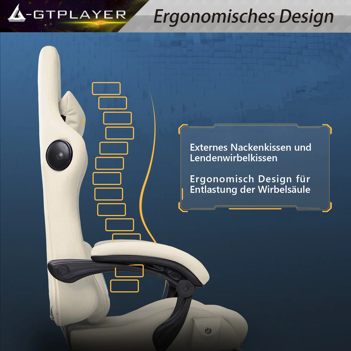 GTPLAYER Gaming Chair with Footrest & Built-In Speakers