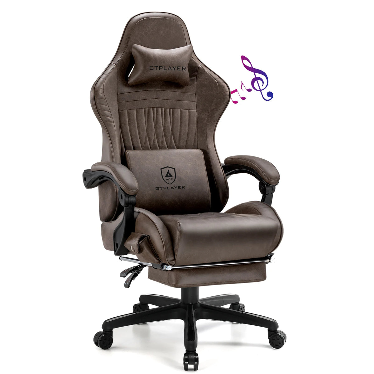 GTPLAYER Gaming Chair with Footrest & Built-In Speakers