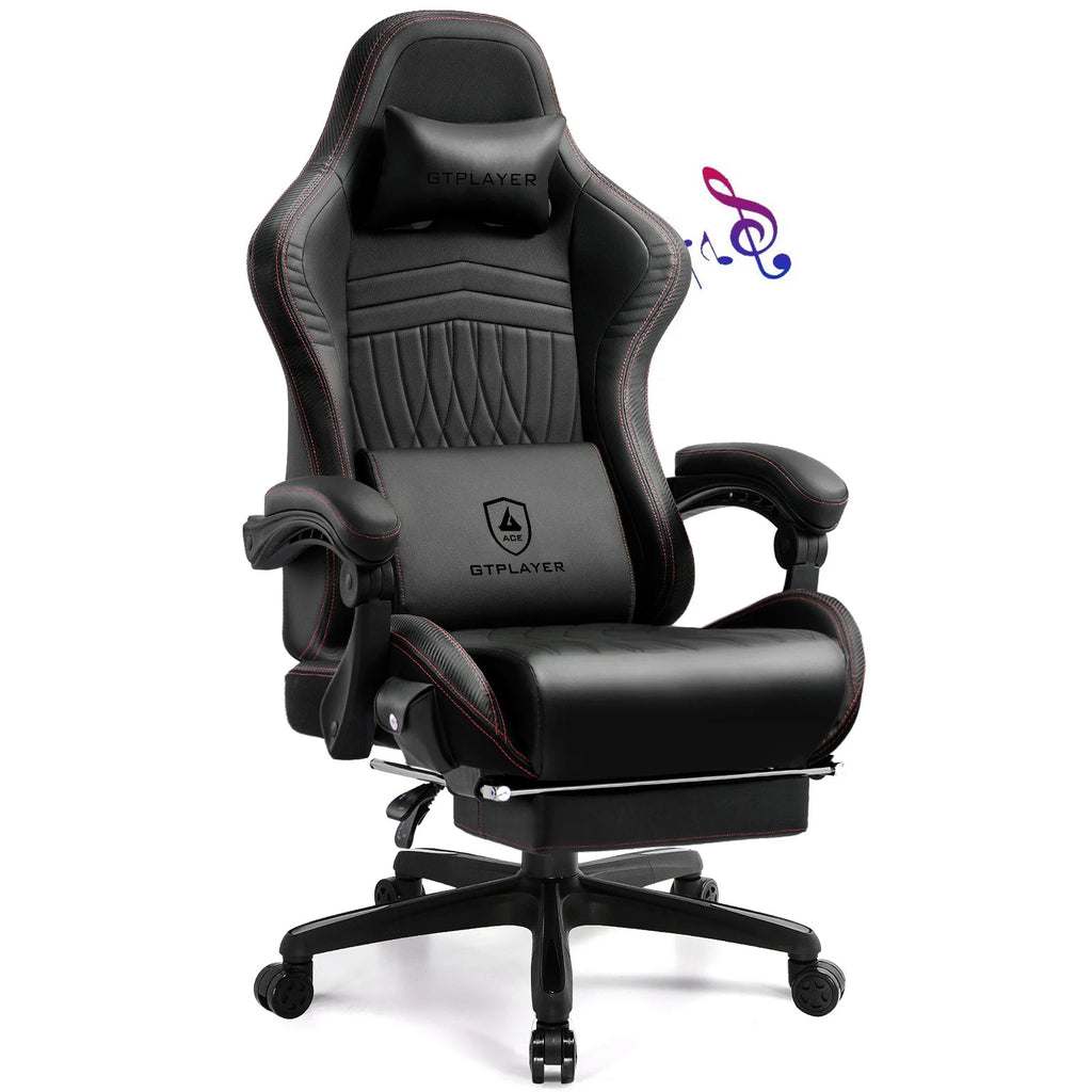 GTPLAYER Gaming Chair with Footrest & Built-In Speakers