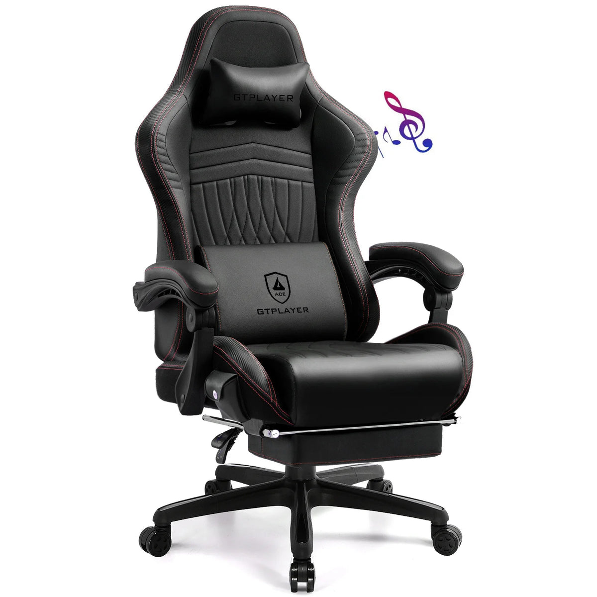 GTPLAYER Gaming Chair with Footrest & Built-In Speakers
