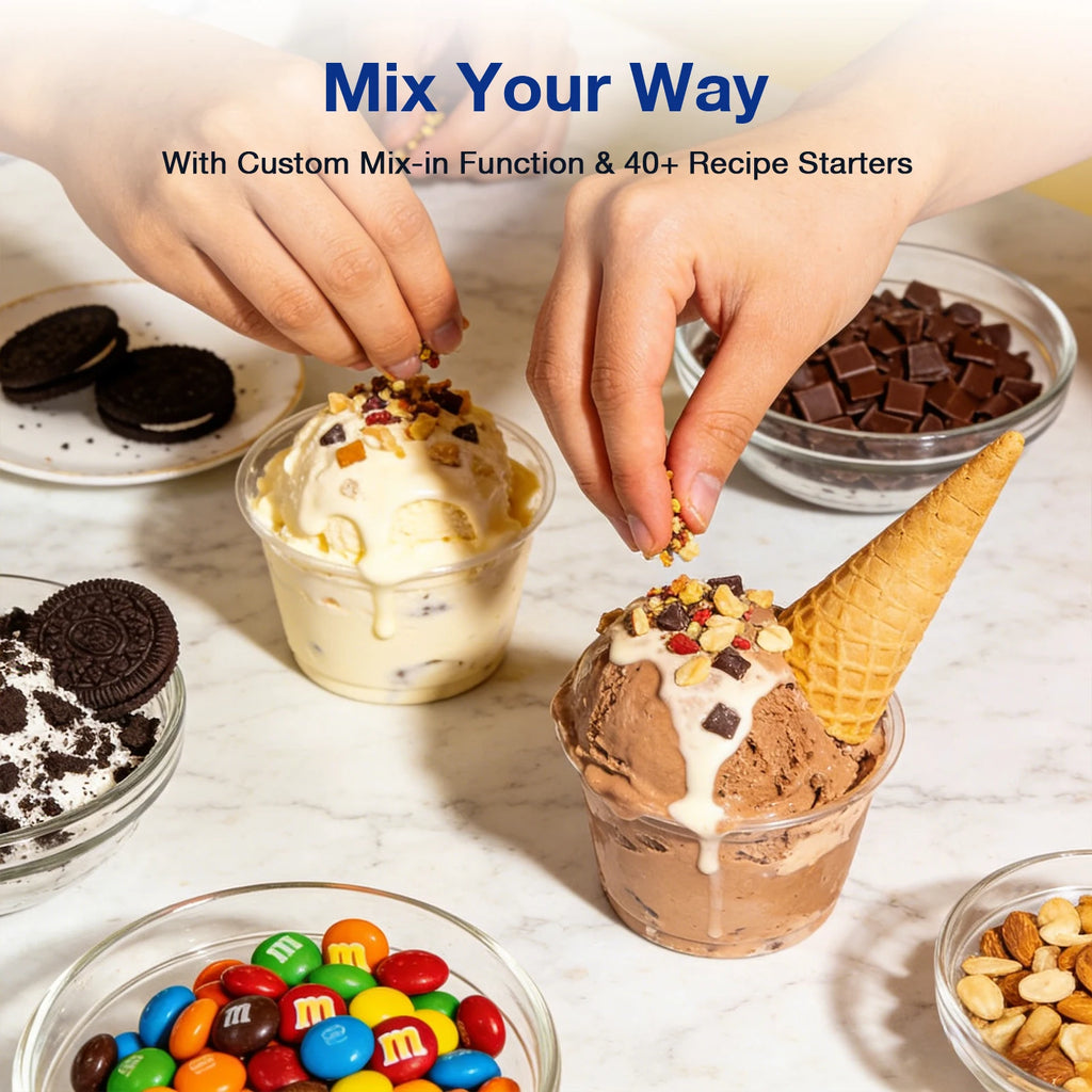 Teendow KF-2501U1 Ice Cream Maker with Mix-In & Re-Spin