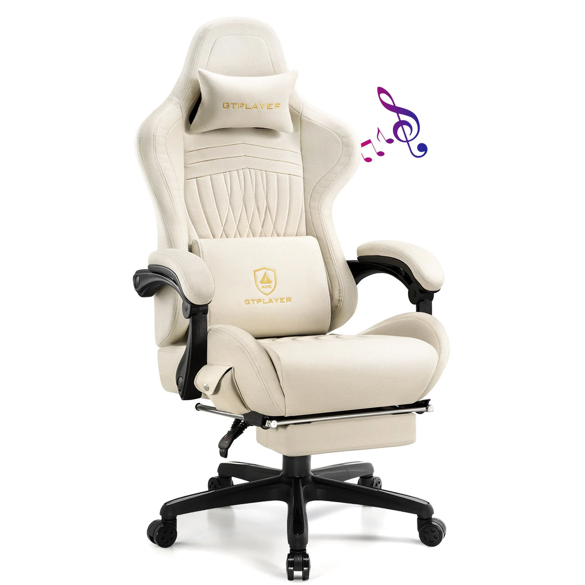 GTPLAYER Gaming Chair with Footrest & Built-In Speakers