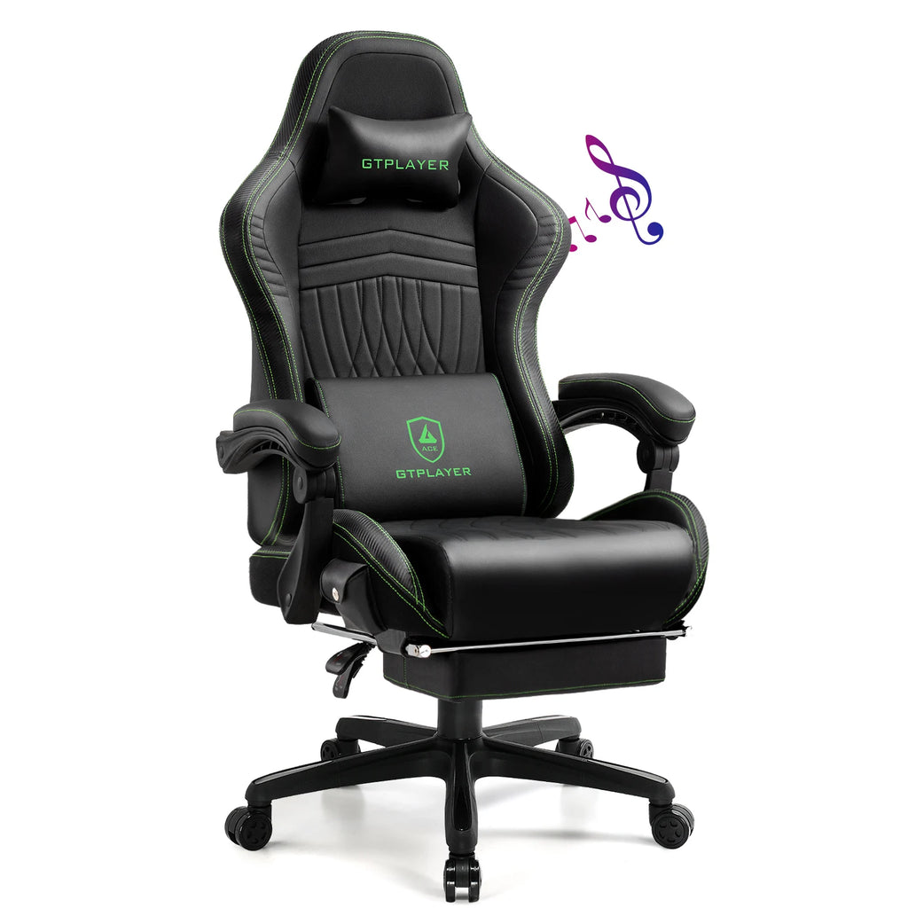 GTPLAYER Gaming Chair with Footrest & Built-In Speakers