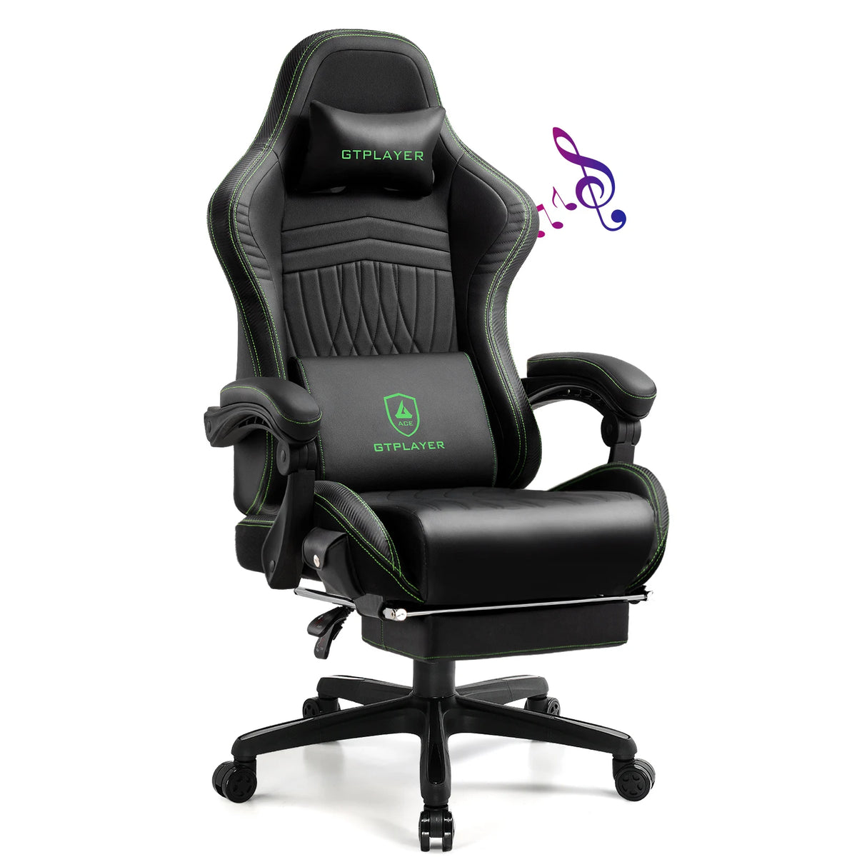 GTPLAYER Gaming Chair with Footrest & Built-In Speakers