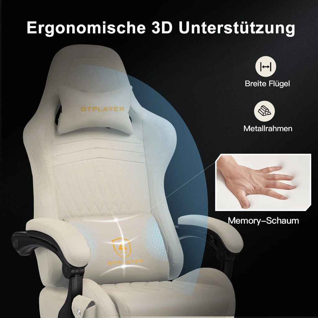 GTPLAYER Gaming Chair with Footrest & Built-In Speakers