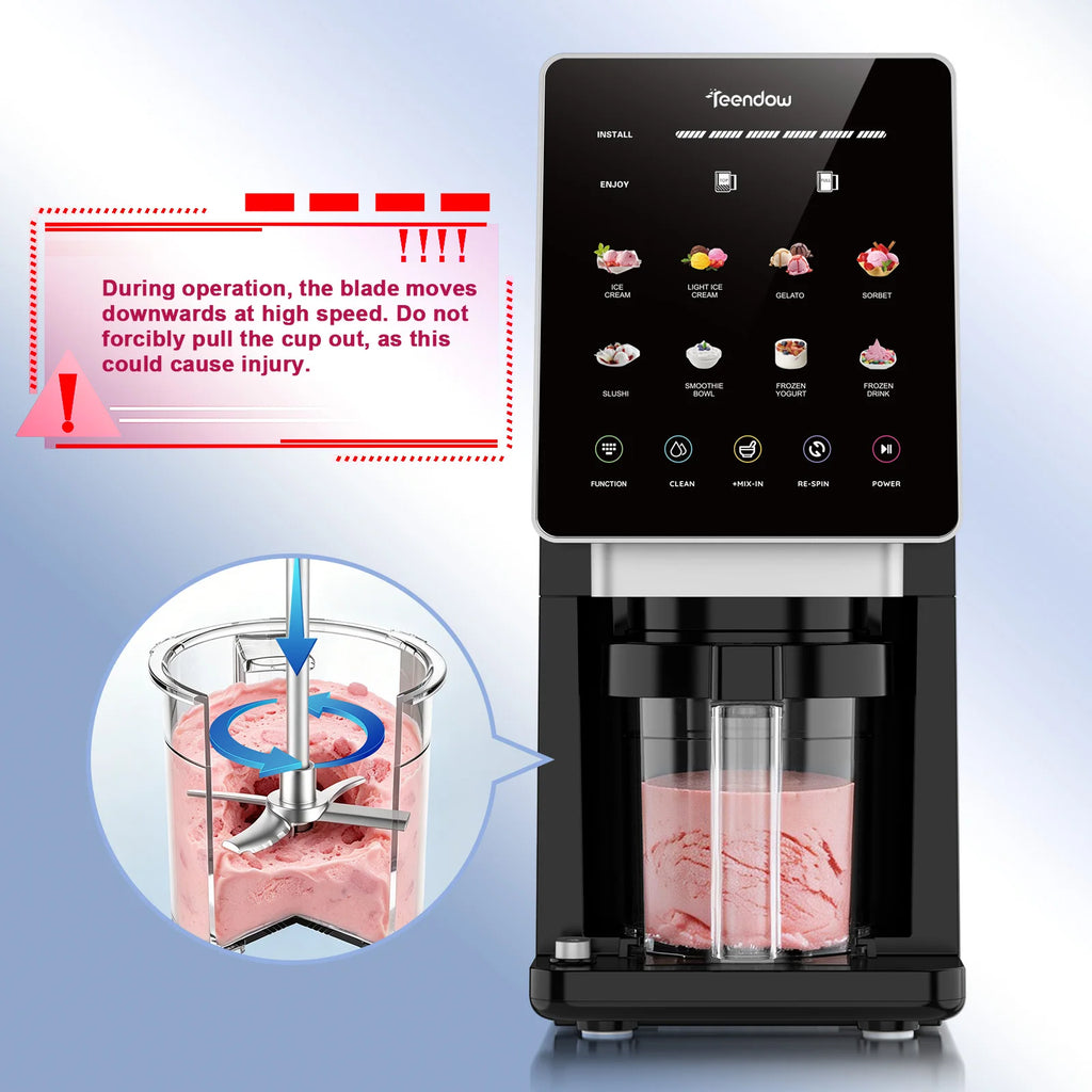 Teendow KF-2501U1 Ice Cream Maker with Mix-In & Re-Spin