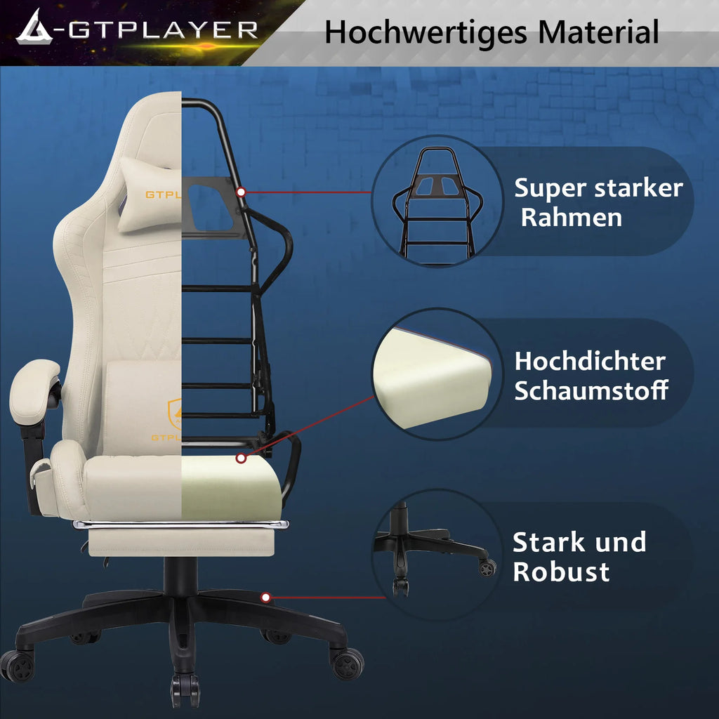GTPLAYER Gaming Chair with Footrest & Built-In Speakers