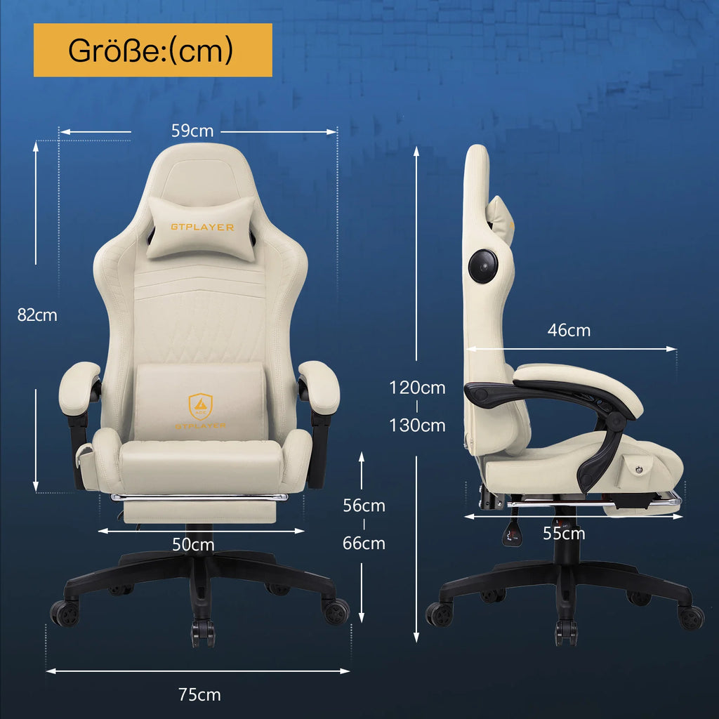 GTPLAYER Gaming Chair with Footrest & Built-In Speakers