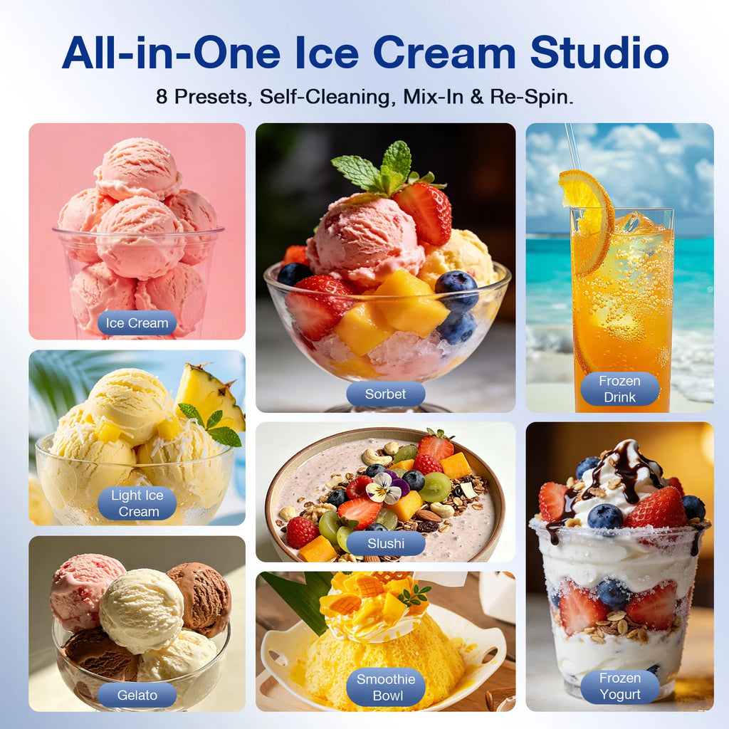 Teendow KF-2501U1 Ice Cream Maker with Mix-In & Re-Spin