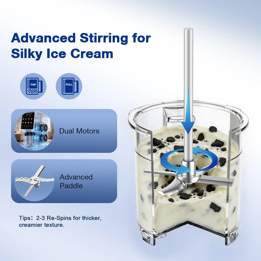 Teendow KF-2501U1 Ice Cream Maker with Mix-In & Re-Spin