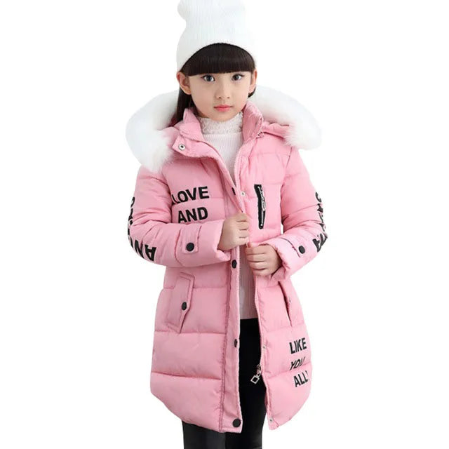 Girls' Hooded Cotton Winter Coat