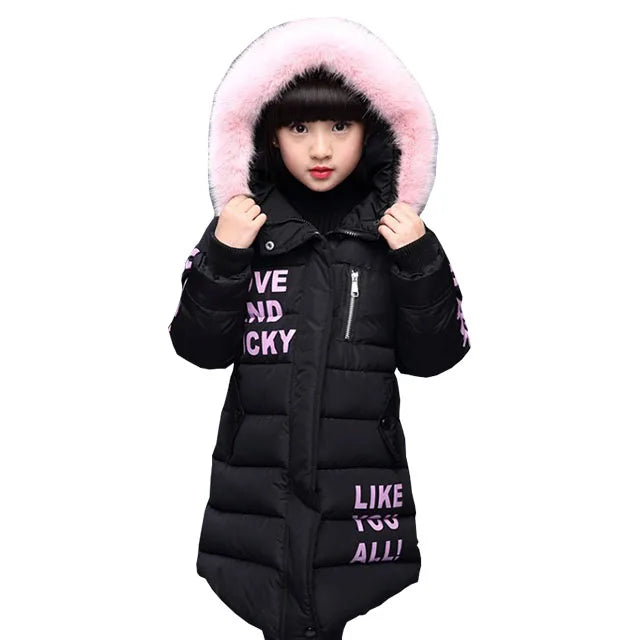 Girls' Hooded Cotton Winter Coat