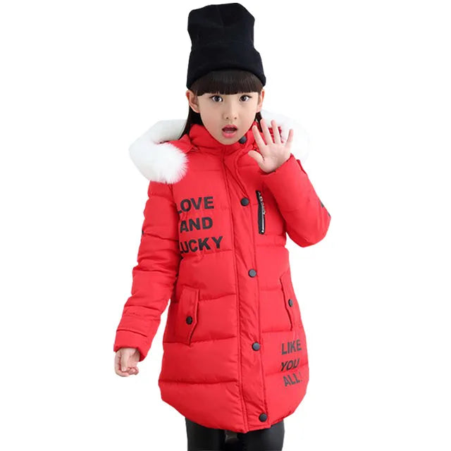 Girls' Hooded Cotton Winter Coat