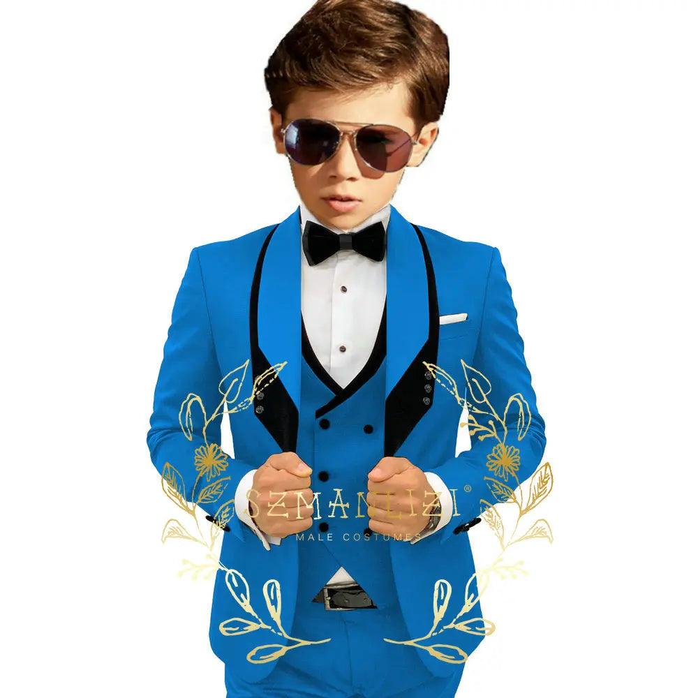 Boys’ 3-Piece Formal Suit with Elastic-Waist Trousers