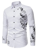 Men’s Floral Print Long-Sleeve Button-Front Shirt