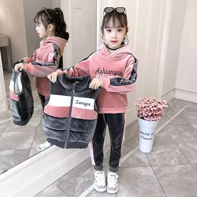 Kids’ 3-Piece Fleece Tracksuit – Jacket, Sweater & Trousers