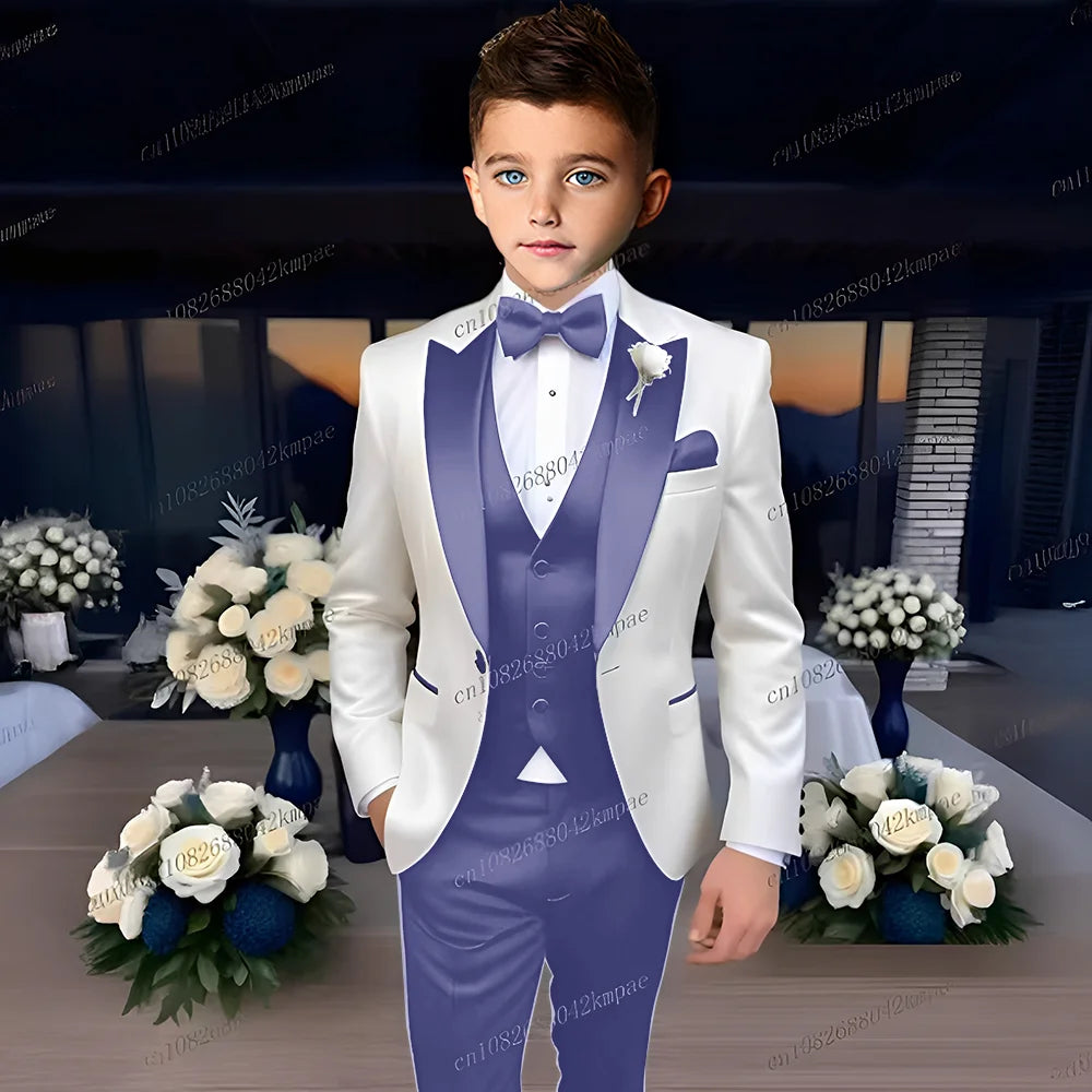 Boys’ 3-Piece Formal Suit – Blazer, Vest & Trousers