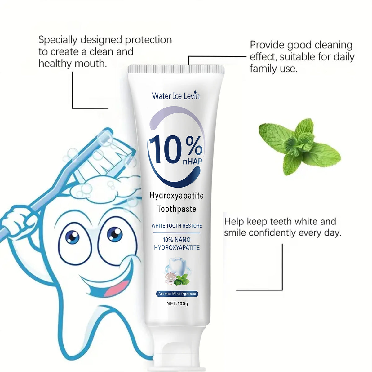 Mint Toothpaste with Calcium Hydroxyapatite, 100 g