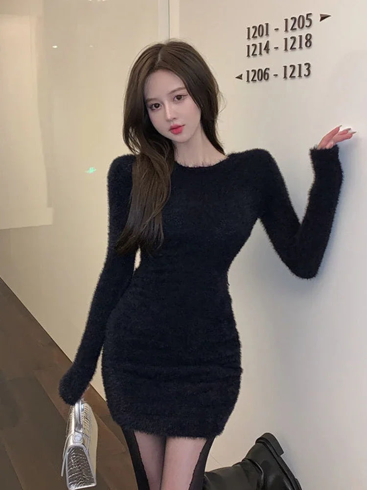 Women’s Long-Sleeve Knit Bodycon Mini Dress