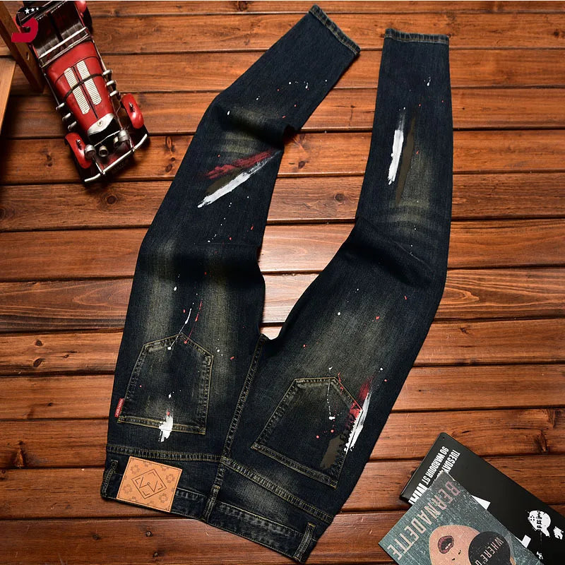 Men’s Vintage Blue Slim-Fit Stretch Jeans