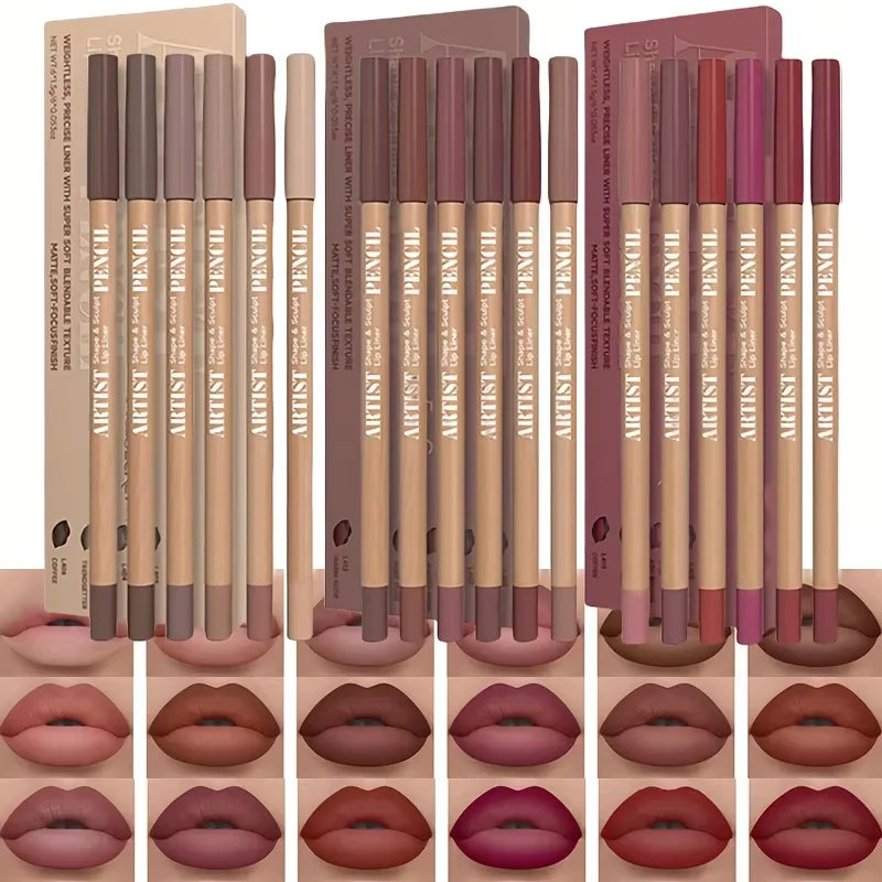6-Piece Matte Lip Liner Pencil Set