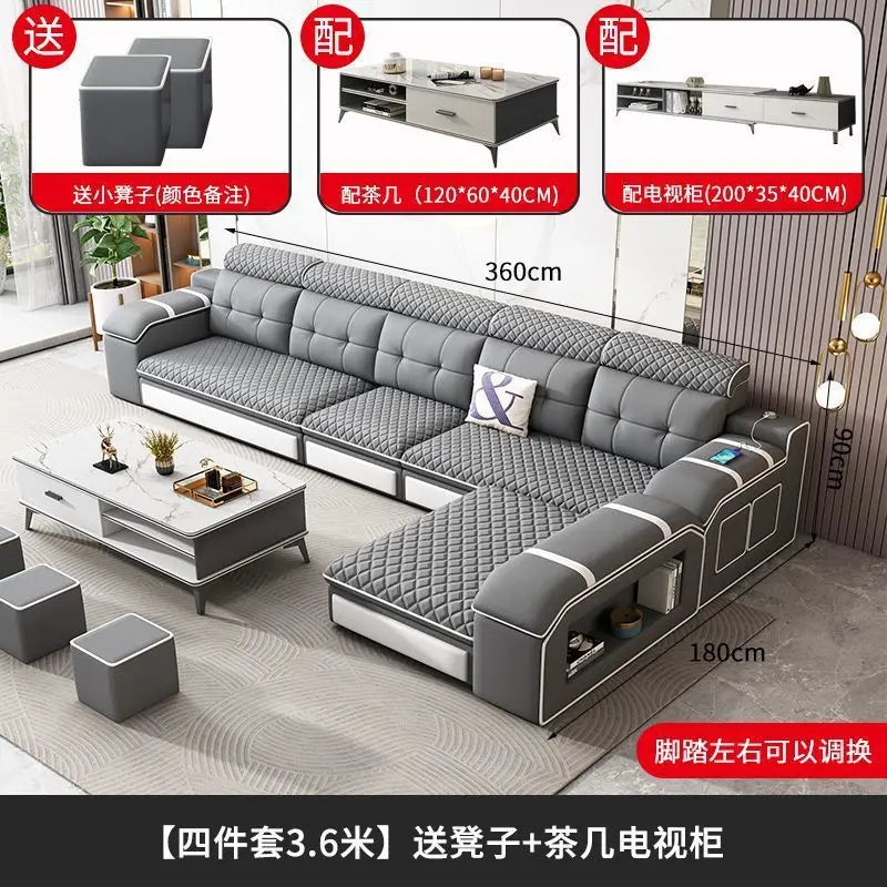 Modern U-Shaped Sectional Sofa with Removable Covers