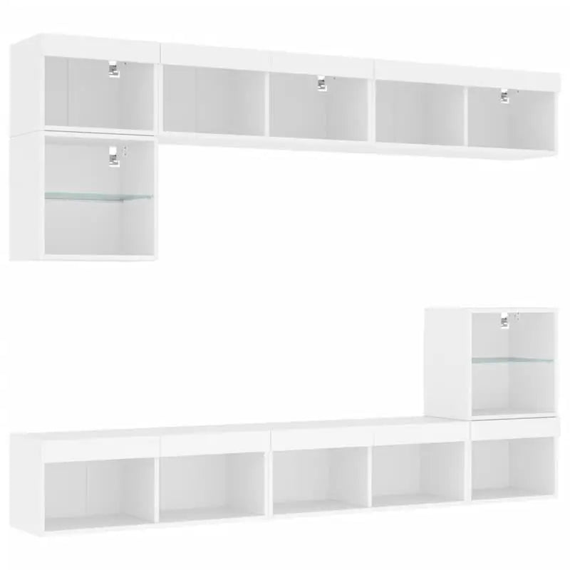 Wall-Mounted TV Unit with RGB LED Lighting & Storage