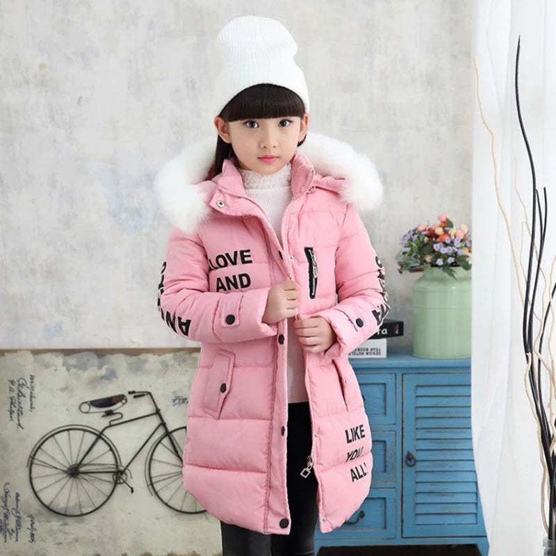 Girls' Hooded Cotton Winter Coat
