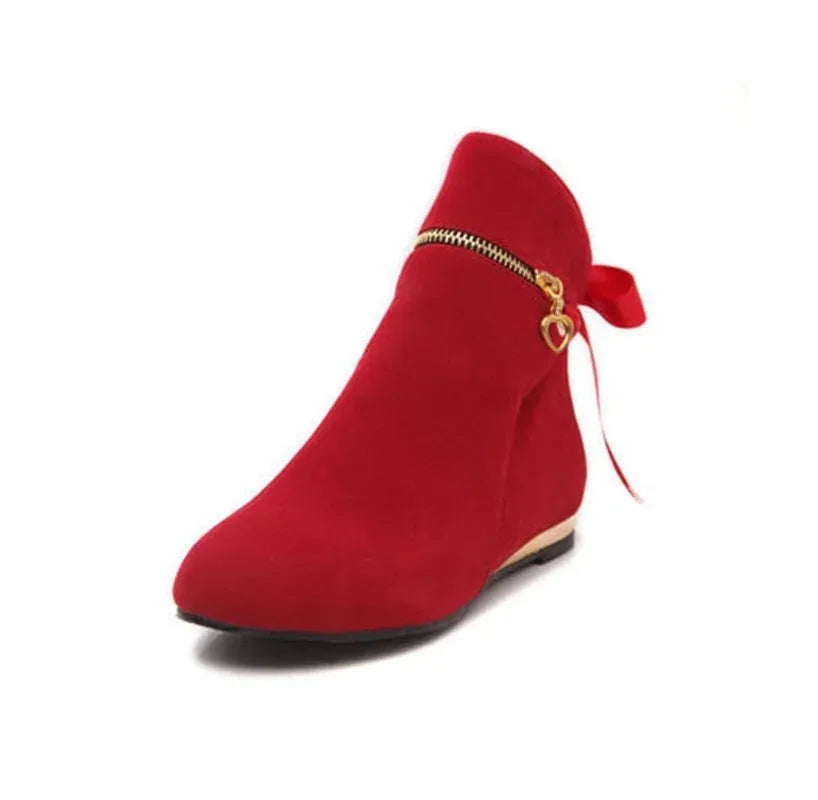 Women's Faux-Suede Ankle Boots with Bow Detail | Model Pink
