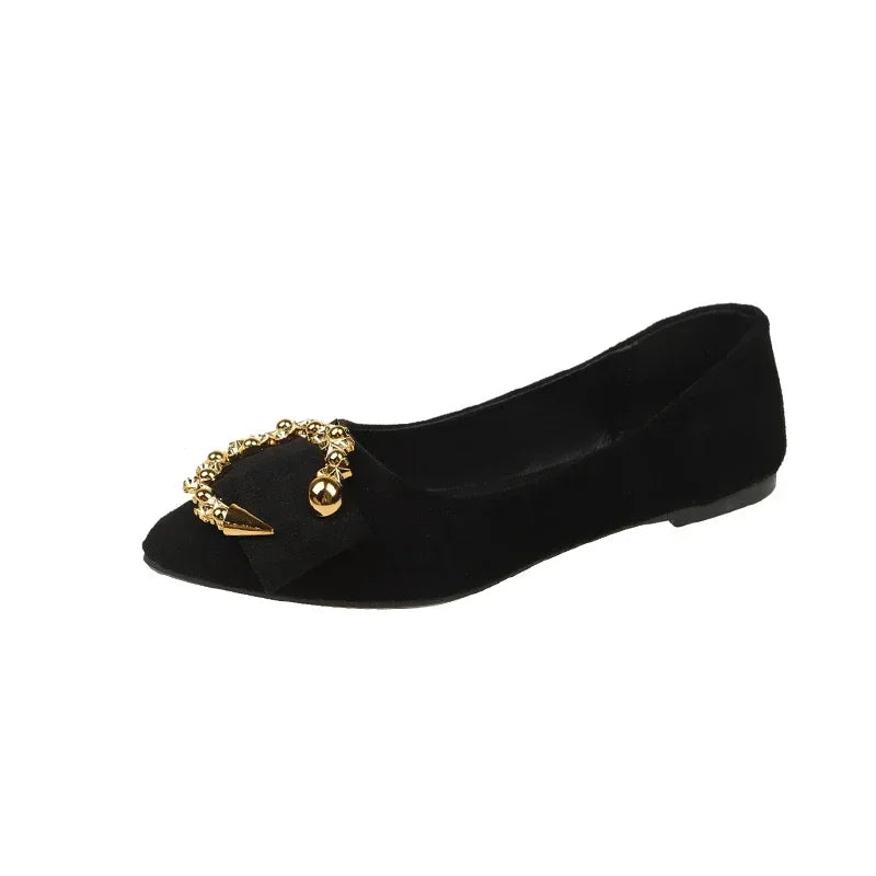 Women's Pointed-Toe Slip-On Loafers with Metal Detail