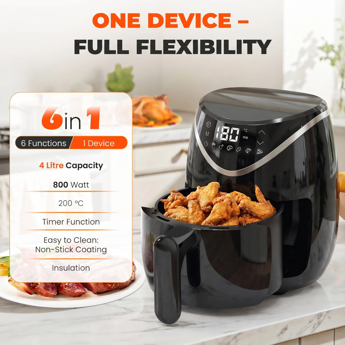 OYAJIA CY-2001-EA 2.8 L Air Fryer with 6 Presets