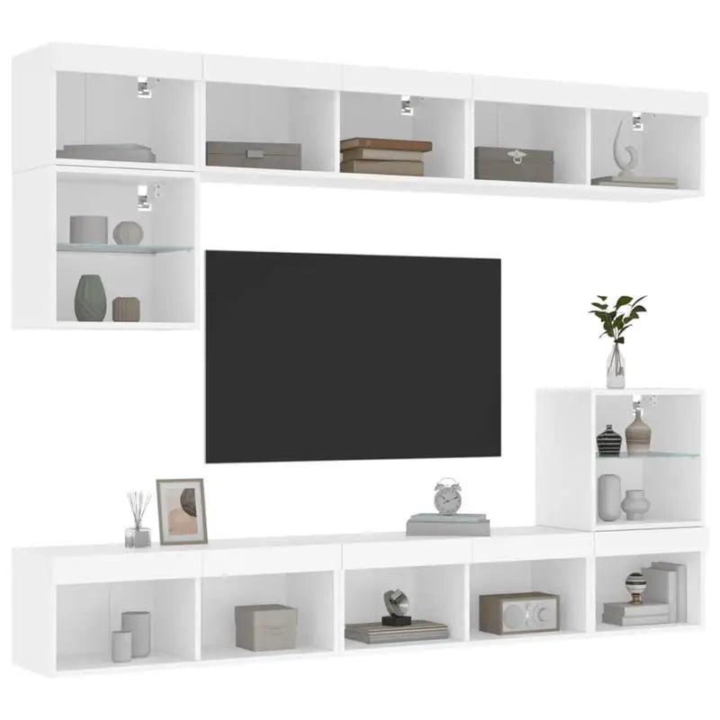 Wall-Mounted TV Unit with RGB LED Lighting & Storage