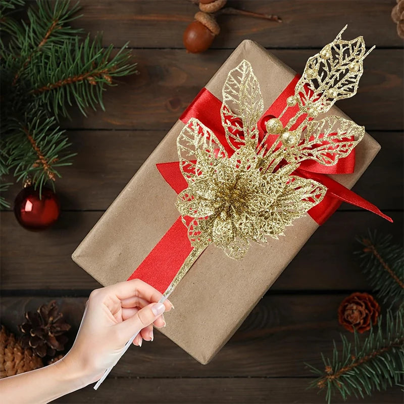 Glitter Christmas Berry Stems – Set of 2