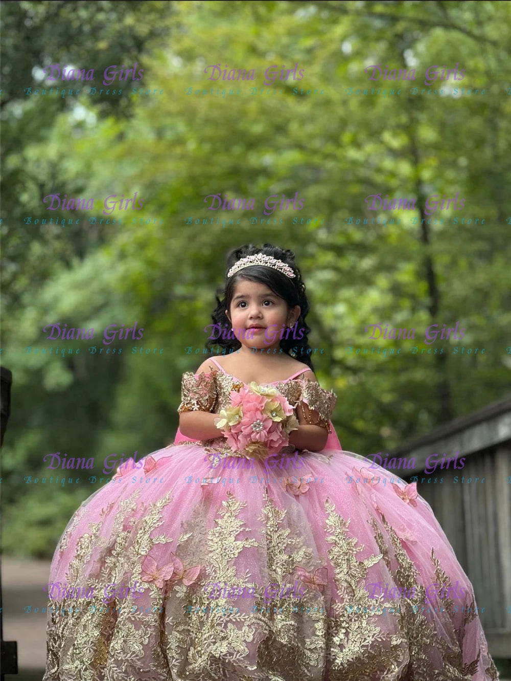 Pink Tulle Flower Girl Dress with Appliqué