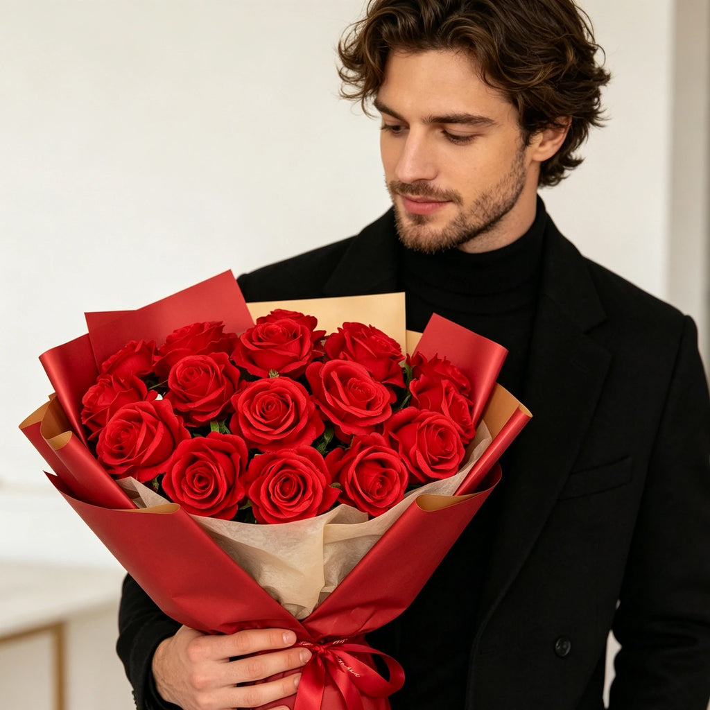 Artificial Silk Rose Bouquet, 52 cm