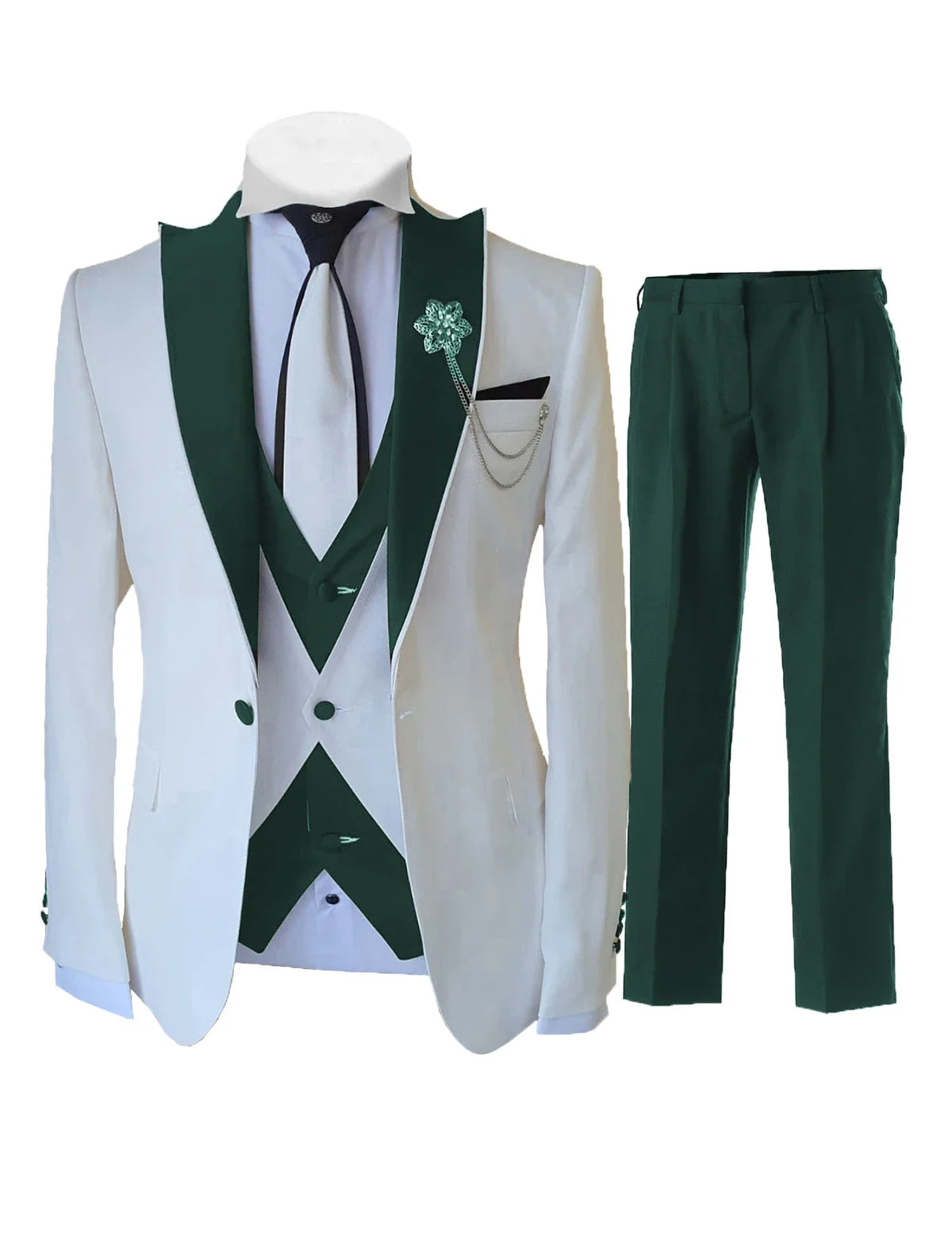 Men's Slim-Fit 3-Piece Wedding Suit Set | Model Pink