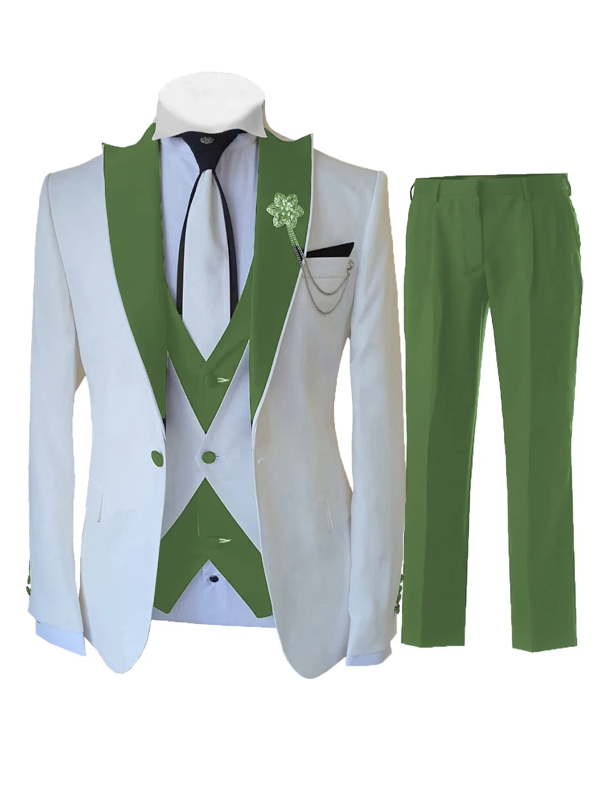 Men's Slim-Fit 3-Piece Wedding Suit Set | Model Pink