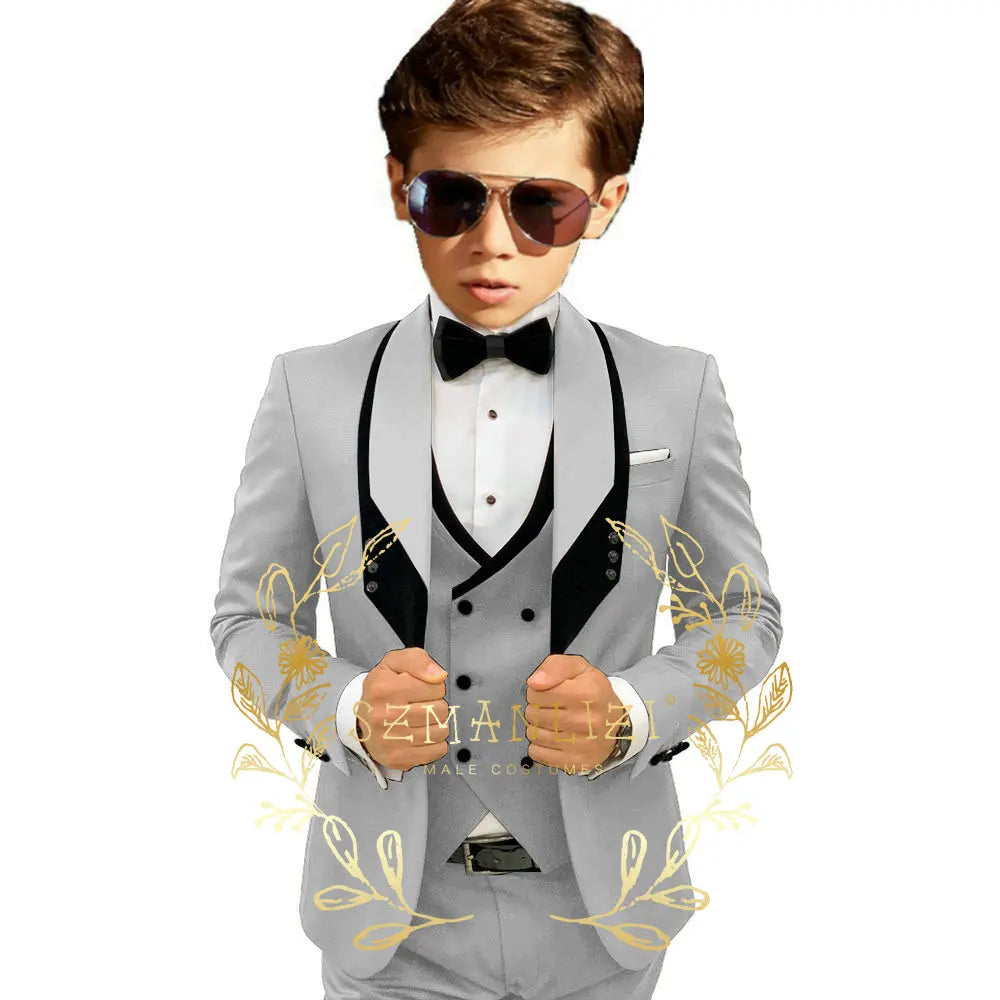 Boys’ 3-Piece Formal Suit with Elastic-Waist Trousers