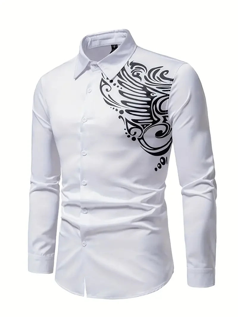 Men’s Floral Print Long-Sleeve Button-Front Shirt