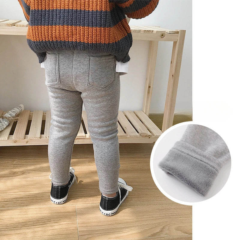 Kids' Fleece-Lined Denim Jeans with Elastic Waist