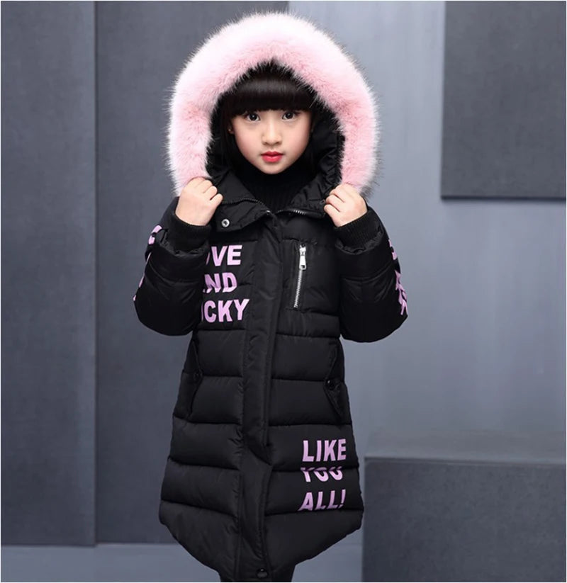 Girls' Hooded Cotton Winter Coat