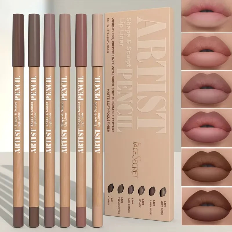 6-Piece Matte Lip Liner Pencil Set