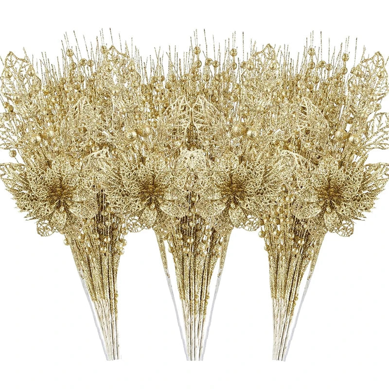 Glitter Christmas Berry Stems – Set of 2