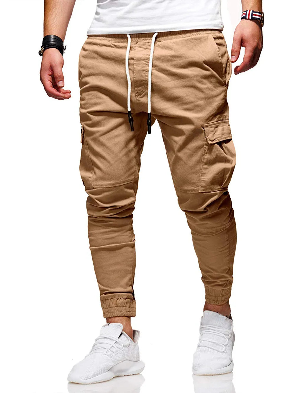 Men’s Elastic-Waist Casual Trousers with Pockets