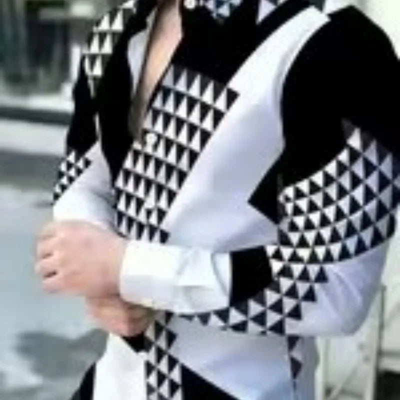 Men's Slim-Fit Geometric Print Long-Sleeve Shirt