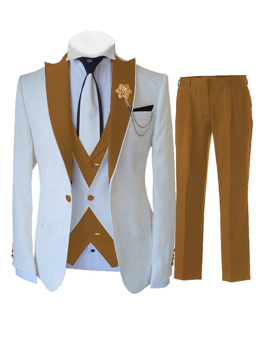 Men's Slim-Fit 3-Piece Wedding Suit Set | Model Pink