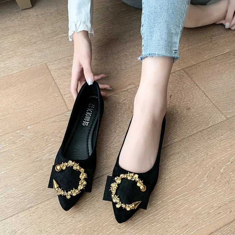 Women's Pointed-Toe Slip-On Loafers with Metal Detail