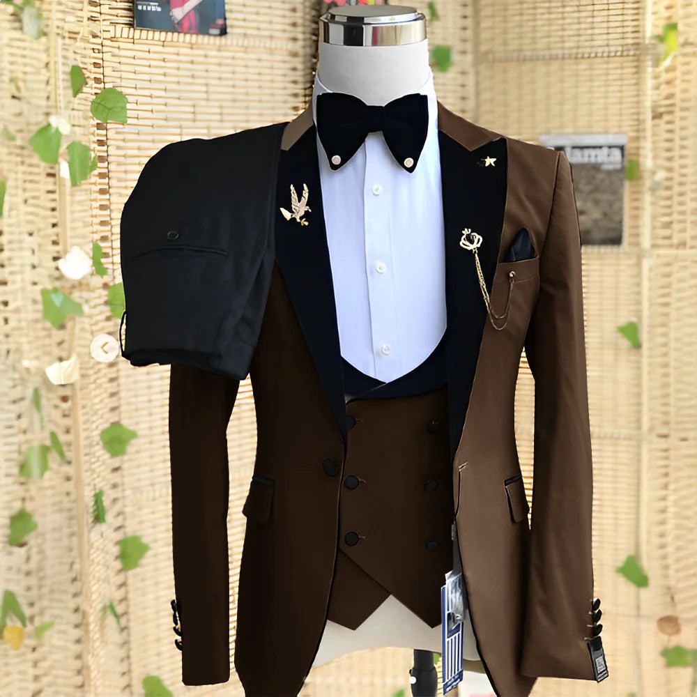 Men’s Slim-Fit 3-Piece Wedding Suit – Jacket, Trousers & Waistcoat