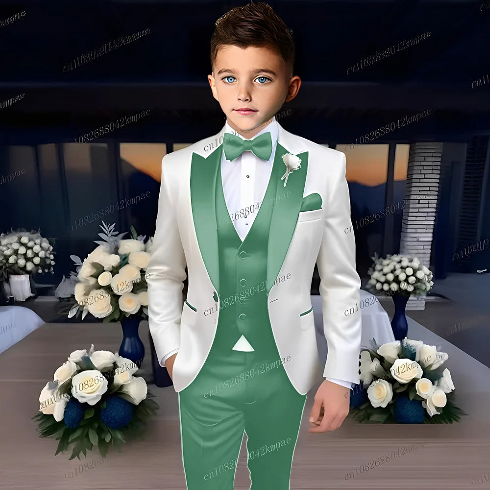 Boys’ 3-Piece Formal Suit – Blazer, Vest & Trousers